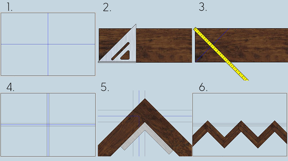 How to layout floors in a herringbone pattern