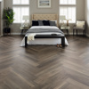 Glam bedroom with Washed Walnut WP328 floors in a herringbone pattern