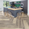 Weathered Hickory EW11 with DS04 10mm design stips in an open plan kitchen