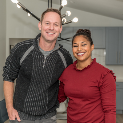 Brian and Mika Kleinschmidt on the set of '100 Day Dream Home'