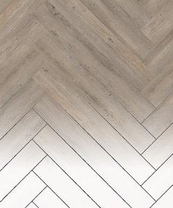 Wood LVP floor in a herringbone pattern