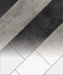 Rigid core stone tiles in a striped diagonal pattern