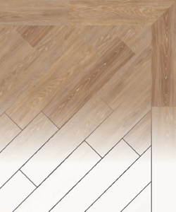 Loose lay wood planks in a diagonal pattern surrounded by a border