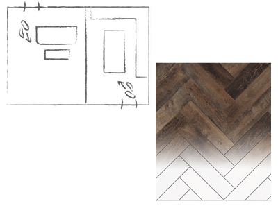 Double footpath sketch and herringbone laying pattern example
