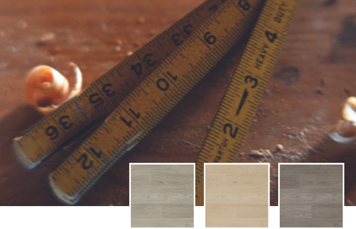 Wood shavings and ruler inspiration for the Artian Oaks floors